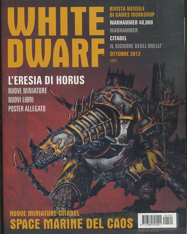 LR- RIVISTA WHITE DWARF OTTOBRE 2012 WARHAMMER -- GAMES WORKSHOP --- 2012 - YFS