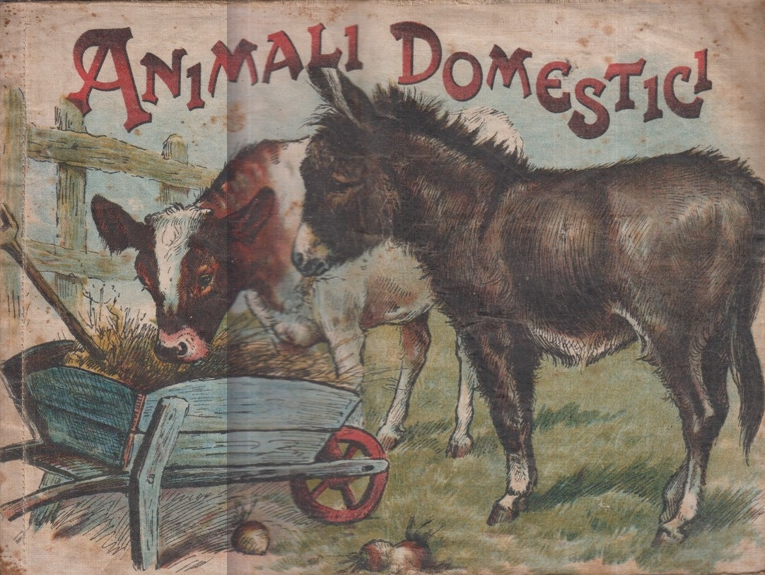 LB- ANIMALI DOMESTICI LIBRO DI STOFFA TELA TESSUTO A COLORI ----- 1945- B- XFS43
