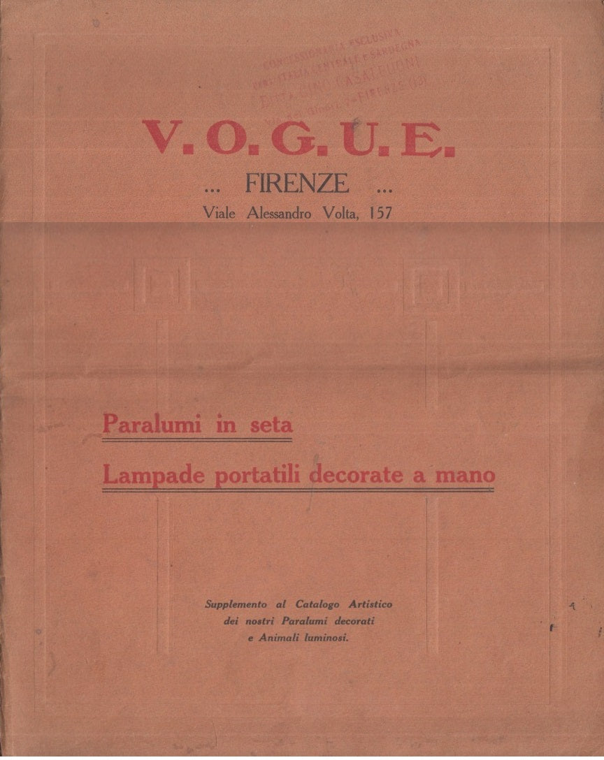 LH- CATALOGO V.O.G.U.E. FIRENZE PARALUMI SETA LAMPADE -- VOGUE--- 1900- S- XFS60