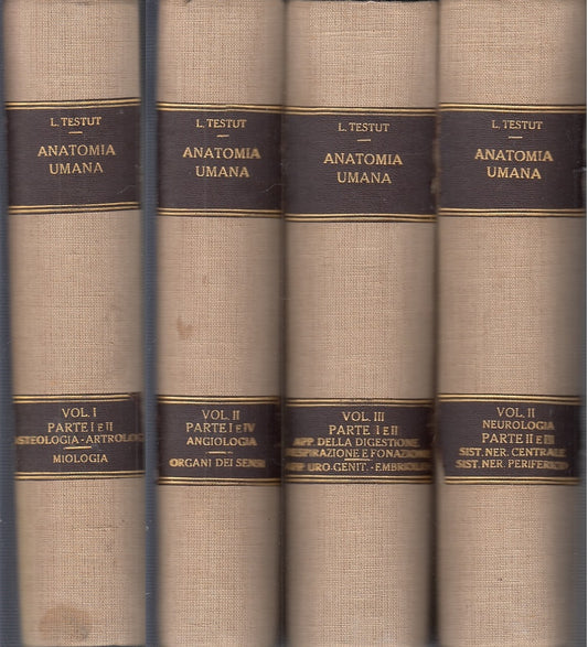 LH- TRATTATO DI ANATOMIA UMANA 4 TOMI I,II,III - TESTUT- UTET--- 1894- C- ZFS319