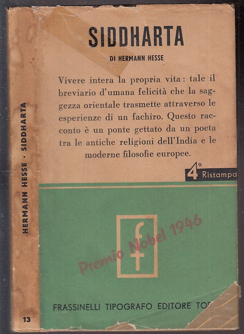 LS- SIDDHARTA - HERMANN HESSE - FRASSINELLI - OPERE BREVI XIII-- 1957- CS- XFS62