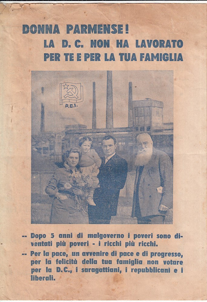 CV- VOLANTINO PROPAGANDA ELEZIONI 1953 DONNE PARMENSI - VOTA P.C.I. - RVSa69