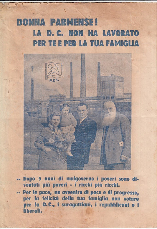 CV- VOLANTINO PROPAGANDA ELEZIONI 1953 DONNE PARMENSI - VOTA P.C.I. - RVSa69