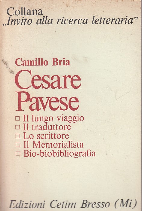 LS- CESARE PAVESE - CAMILLO BRIA - CETIM- RICERCA LETTERARIA-- 1975 - B - YFS599