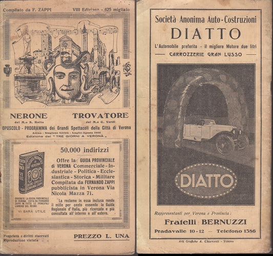 LT- NERONE TROVATORE OPUSCOLO PROGRAMMA SPETTACOLI VERONA ----- 1926- S- XFS23