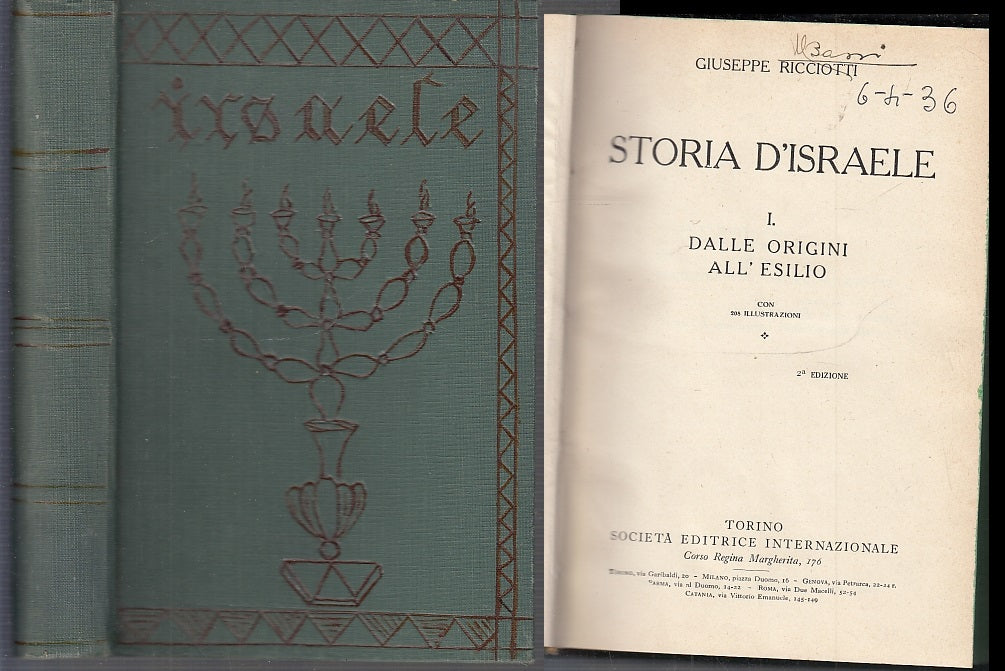 LS- STORIA DI ISRAELE I DALLE ORIGINI ALL'ESILIO- RICCIOTTI- SEI--- 1934-C-XFS64