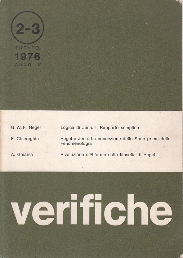 LS- VERIFICHE 2/3 FILOSOFIA ANNO V -- TRENTO --- 1976 - B - ZFS9