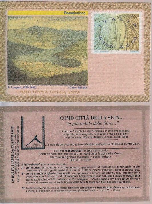 CV- FOGLIETTO FRANCOBUSTA COMO CITTA' DELLA SETA ITALIA 2001 NUOVO - XFS65 RFX26