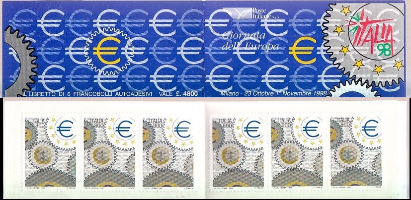 CV- FOGLIETTO LIBRETTO FRANCOBOLLI GIORNATA DELL'EUROPA ITALIA 1998- XFS65 RFX29