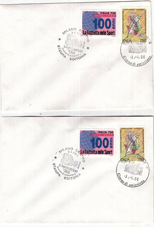 CC- LOTTO 10 BUSTE ANNULLO GIORNO DI EMISSIONE GAZZETTA SPORT 1996 - XFS65 RFX35
