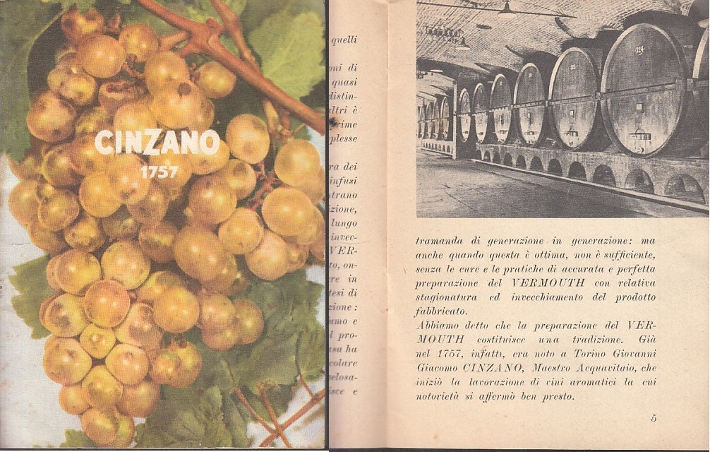 CV- LIBRETTO PUBBLICITARIO CINZANO 1757 ANNI '50 GRAFICA SANSOLDI - XFS65 RFX42