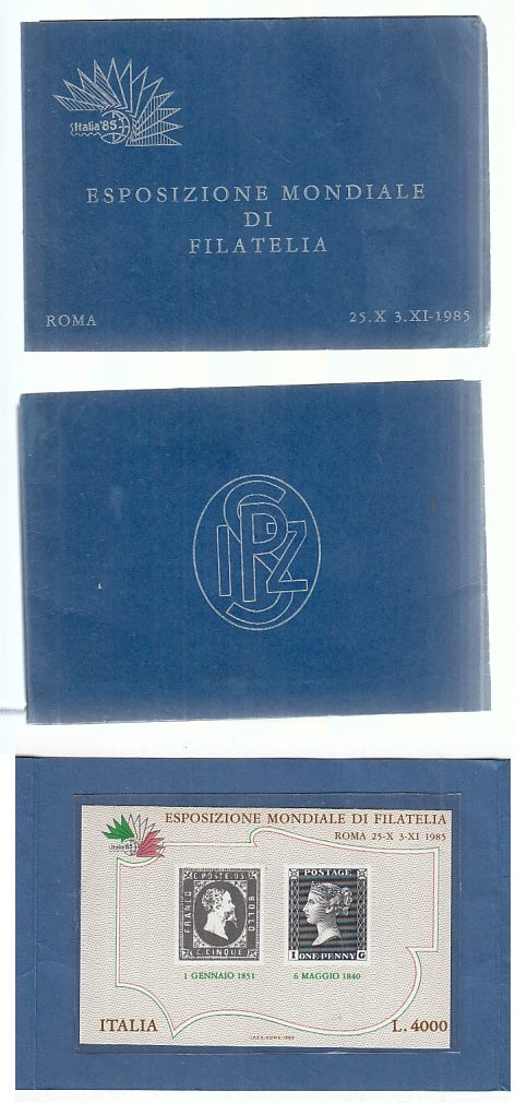 CV- LIBRETTO FRANCOBOLLO ESPOSIZIONE MONDIALE FILATELIA ROMA 1985 - XFS65 RFX86