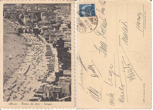 CC- CARTOLINA VIAGGIATA ALASSIO RIVIERA DEI FIORI 1949 - XFS65 RFX97
