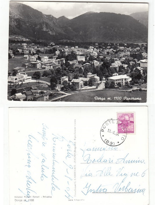 CC- CARTOLINA DORGA PANORAMA BERGAMO VIAGGIATA 1964 - XFS65 RFX95
