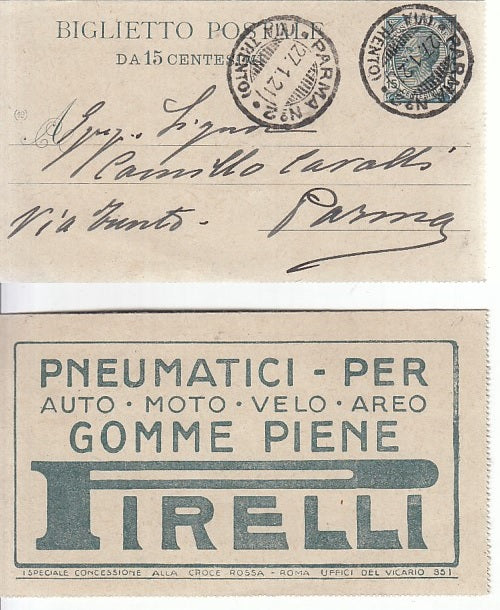 CC- BIGLIETTO POSTALE PUBBLCITARIO GOMME PIRELLI VIAGGIATO 1921 - XFS65 RFX107