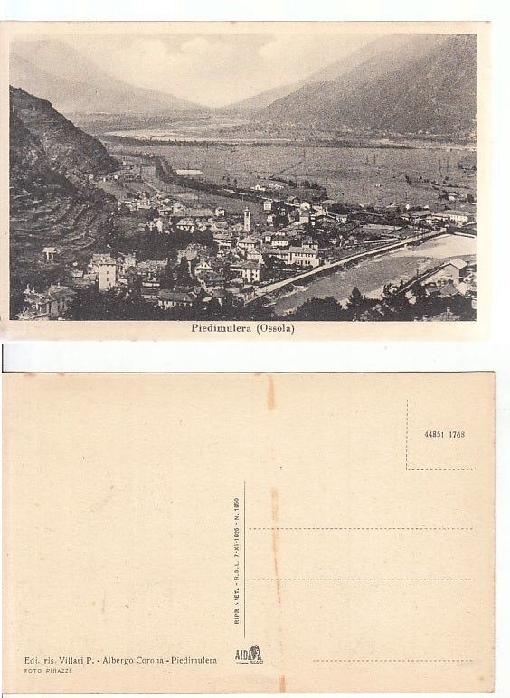 CC- CARTOLINA NON VIAGGIATA PIEDIMULERA OSSOLA 1925 - XFS65 RFX106