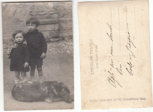 CC- FOTOGRAFIA FOTO LUIGI VAGHI PARMA PRIMI NOVECENTO BAMBINI CANE- XFS65 RFX114