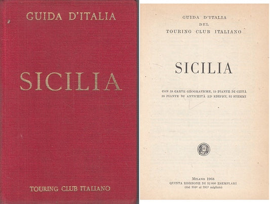LV- GUIDA D'ITALIA SICILIA -- TCI TOURING CLUB ITALIANO --- 1968 - CS - ZFS19