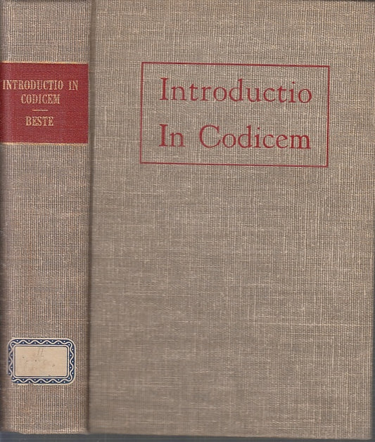 LH- INTRODUCTIO IN CODICEM - BESTE - ST. JOHN'S ABBEY -- 3a ED.- 1946- C- ZFS656