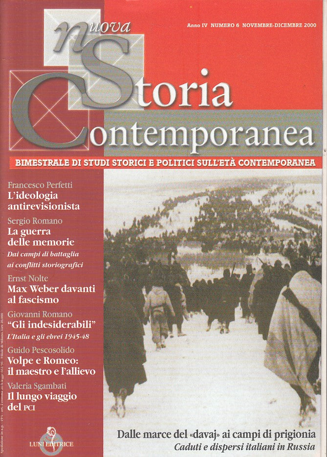 LS- NUOVA STORIA CONTEMPORANEA ANNO IV N.6 -- LUNI --- 2000 - B - YFS605