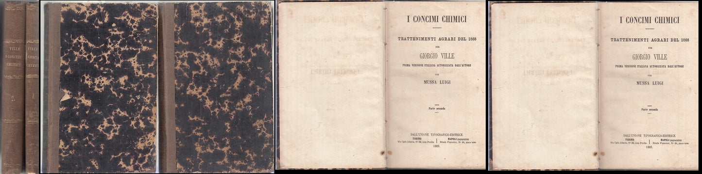 LH- I CONCIMI CHIMICI 2 VOLUMI TRATTAMENTI - VILLE MUSSA- UTET--- 1869- C- XFS35