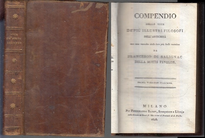 LH- COMPENDIO VITE DE PIU' ILLUSTRI FILOSOFI - DI SALIGNAC ---- 1816 - C - XFS71