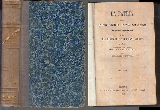 LH- LA PATRIA OSSIA LIRICHE ITALIANE -- TIP. SCOLASTICA --- 1855- C- XFS71