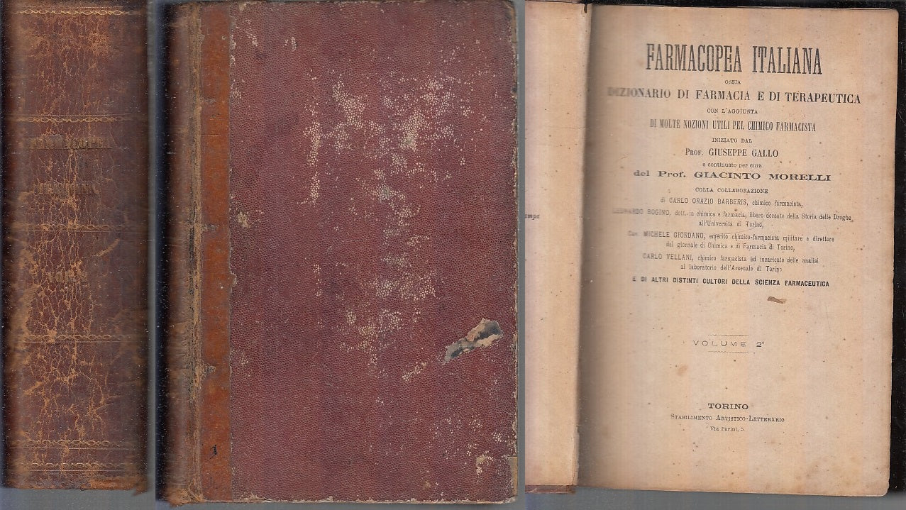 LH- FARMACOPEA ITALIANA DIZIONARIO VOLUME 2° - GALLO MORELLI ---- 1880- C- XFS71