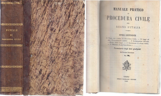 LH- MANUALE PRATICO PROCEDURA CIVILE REGNO D'ITALIA-- DALMAZZO--- 1861- C- XFS72