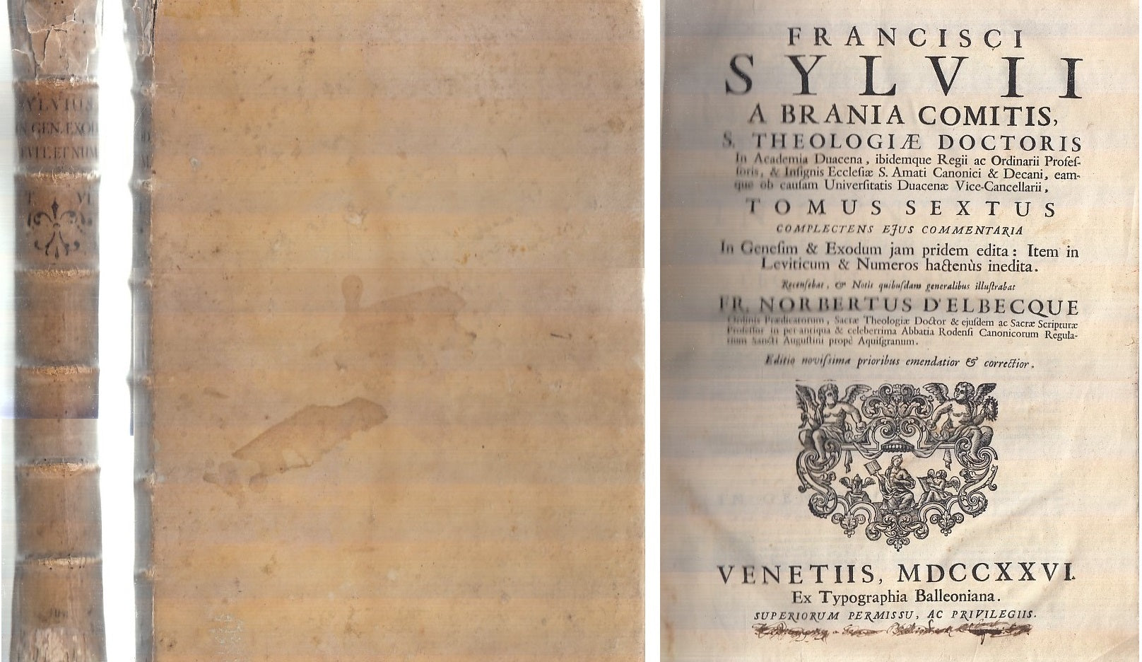 LH- GENESIS EXODUM LEVITICUM SETTECENTINA - FRANCISCI SYLVII ---- 1726- C- XFS72