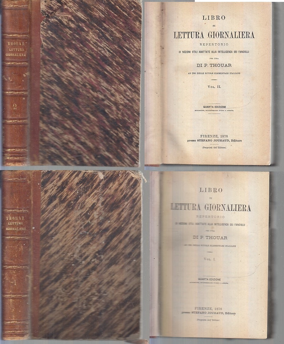 LH- LIBRO DI LETTURA GIORNALIERA 2 VOLUMI - THOUAR - JOUHAUD --- 1878 - C- XFS68