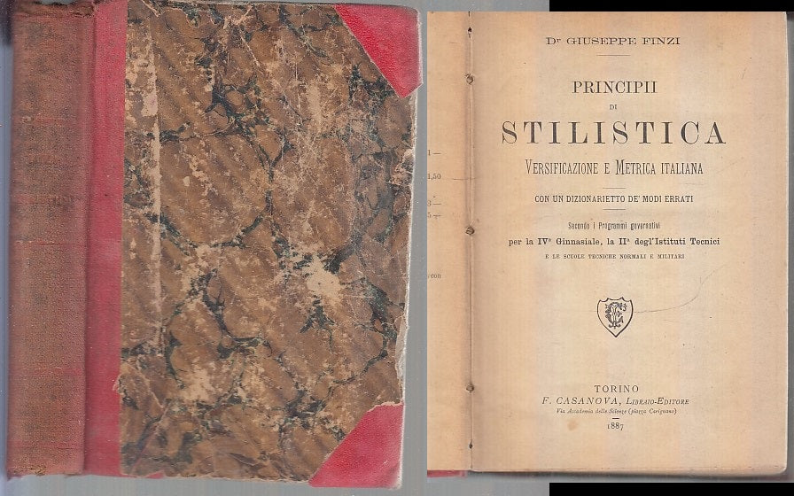 LH- PRINCIPI DI STILISTICA IL GIORNO - FINZI PARINI - CASANOVA--- 1887- C- XFS72