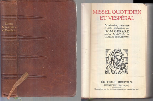 LH- MISSEL QUOTIDIEN ET VESPERAL MESSALE - DOM GERARD- PREPOLS--- 1862- B- XFS72