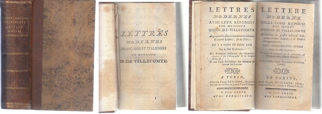 LH- LETTRES MODERNES LETTERE MODERNE SETTECENTINA- VILLECOMTE---- 1776- C- XFS73