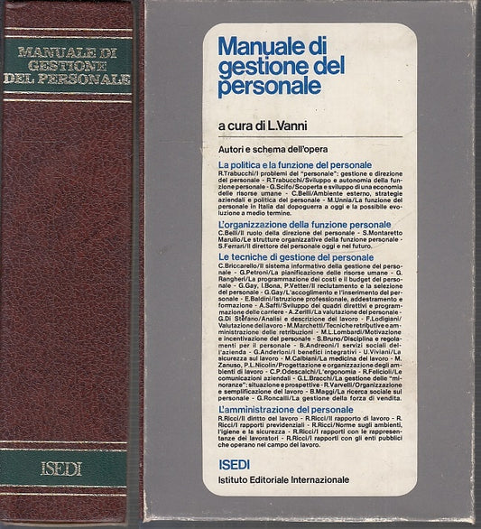 LZ- MANUALE DI GESTIONE DEL PERSONALE - VANNI - ISEDI --- 1974- C- ZFS656