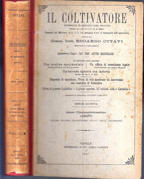 LH- IL COLTIVATORE VOLUME RILEGATO 1/26 - OTTAVI - CASSONE --- 1907 - C- ZFS319