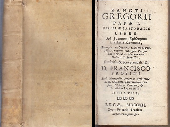 LH- SANCTI GREGORII PAPAE I REGULAE PASTORALIS SETTECENTINA ----- 1712- B- XFS67