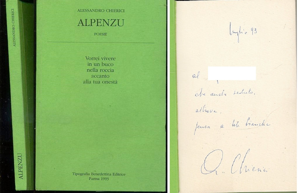 LN- ALPENZU DEDICA AUTORE - CHIERICI - TIP. BENEDETTINA PARMA--- 1993- B- XFS13