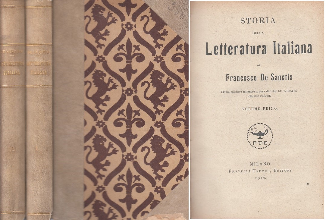 LS- LETTERATURA ITALIANA 2 VOLUMI - DE SANCTIS - TREVES --- 1917 - C - ZFS478