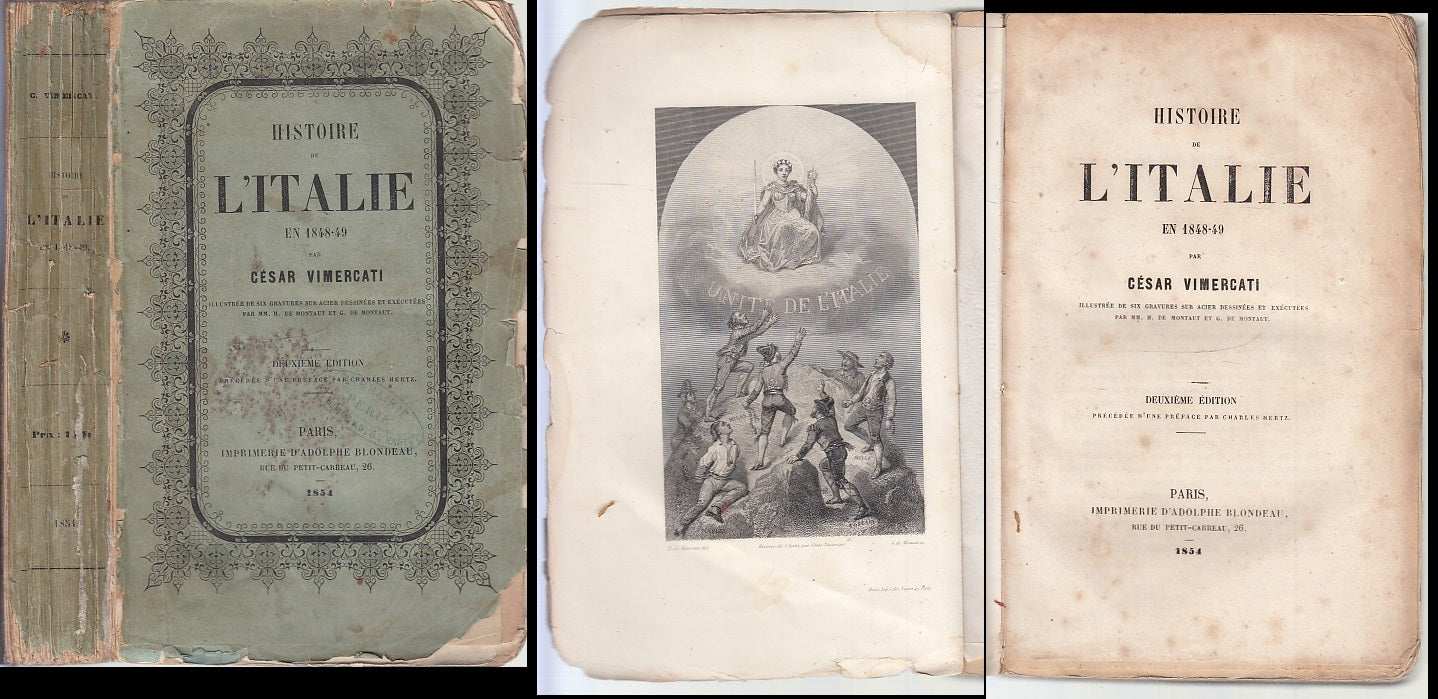 LH- HISTOIRE DE L'ITALIE EN 1848/49- CESAR VIMERCATI- BLONEDAU--- 1854- C- XFS69