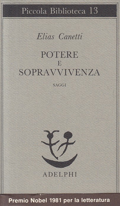LN- POTERE E SOPRAVVIVENZA - CANETTI - ADELPHI - BIBLIOTECA-- 1981 - BS - ZFS463