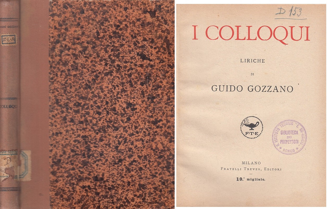 LN- I COLLOQUI LIRICHE - GUIDO GOZZANO - TREVES --- 1922 - C - ZFS452