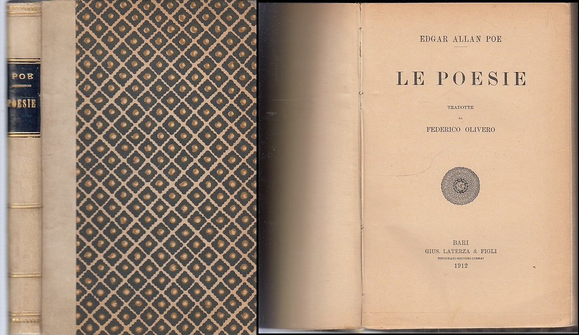 LN- LE POESIE OLIVIERO - EDGAR ALLAN POE - LATERZA --- 1912 - C - XFS67