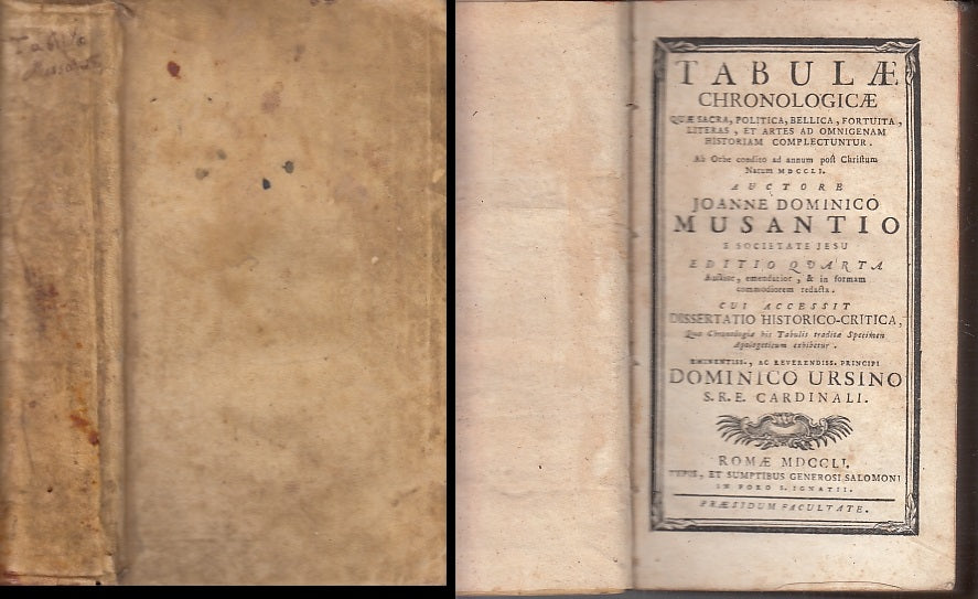 LH- TABULAE CHRONOLOGICAE SETTECENTINA - DOMINICO MUSANTIO ---- 1751 - C - XFS40