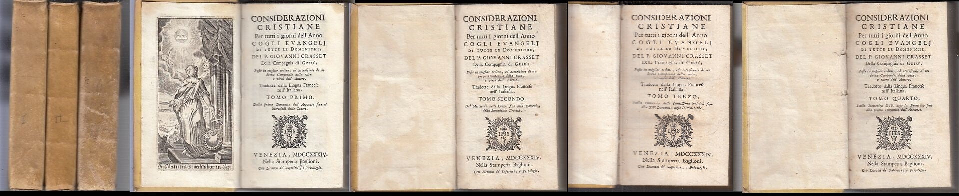 LH- CONSIDERAZIONI CRISTIANE TOMI 1/4 SETTECENTINA - CRASSET ---- 1734- C- XFS40