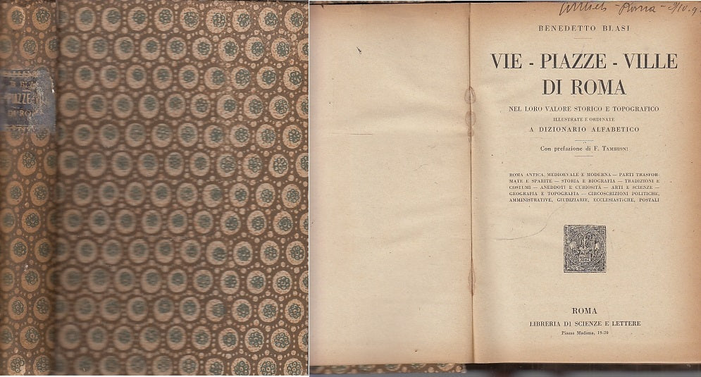LH- VIE PIAZZE VILLE DI ROMA GUIDA - BENEDETTO BLASI ---- 1923 - C - XFS40