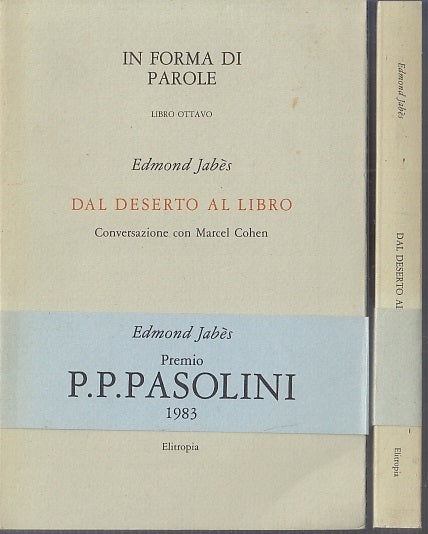 LS- DAL DESERTO AL LIBRO MARCEL COHEN- EDMOND JABES- ELITROPIA--- 1983- B- XFS43
