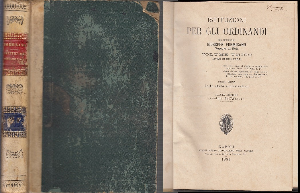 LH- ISTITUZIONI PER GLI ORDINANDI - MONS. GIUSEPPE FORMISANO ---- 1889- C- XFS66