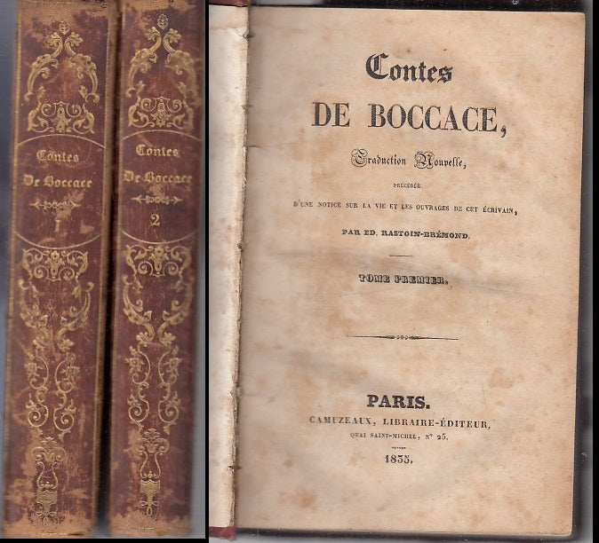LH- CONTES DE BOCCACE 2 VOLUMI -- CAMUZEAUX LIBRAIRE EDITEUR --- 1835 -C - XFS23