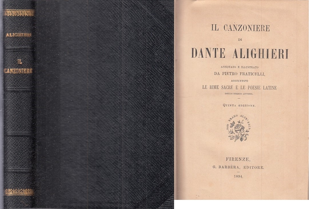 LZ- IL CANZONIERE - DANTE ALIGHIERI - BARBERA --- 1894 - C - ZFS435